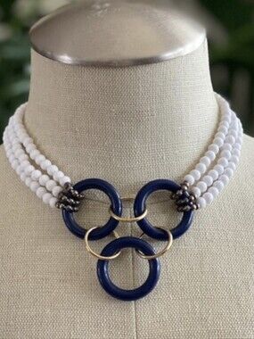 Vintage Navy & White Choker Necklace